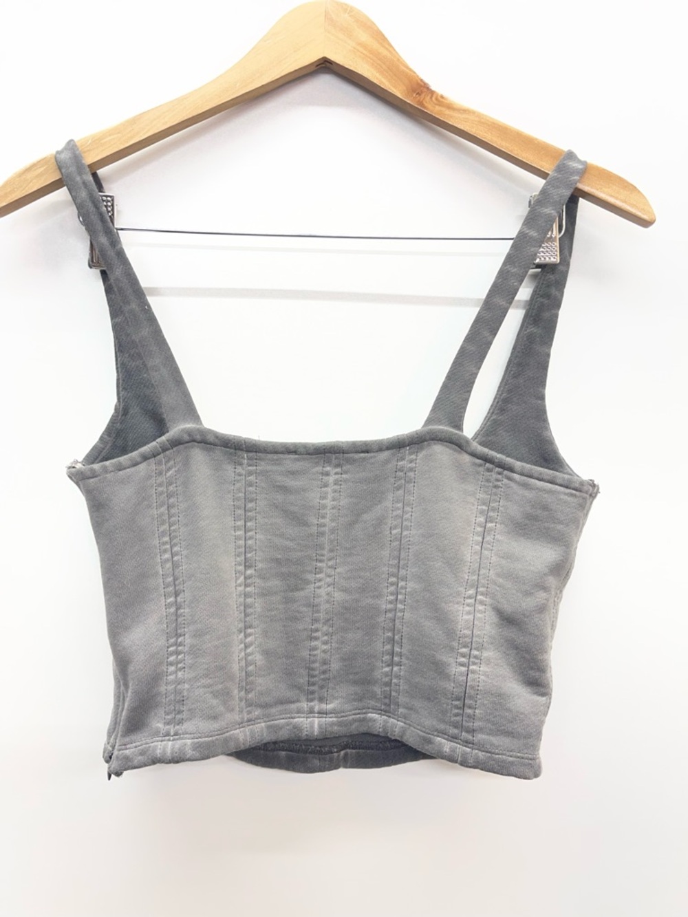 Zara Gray Square-Neck Cropped Tank - Picture 2 of 3